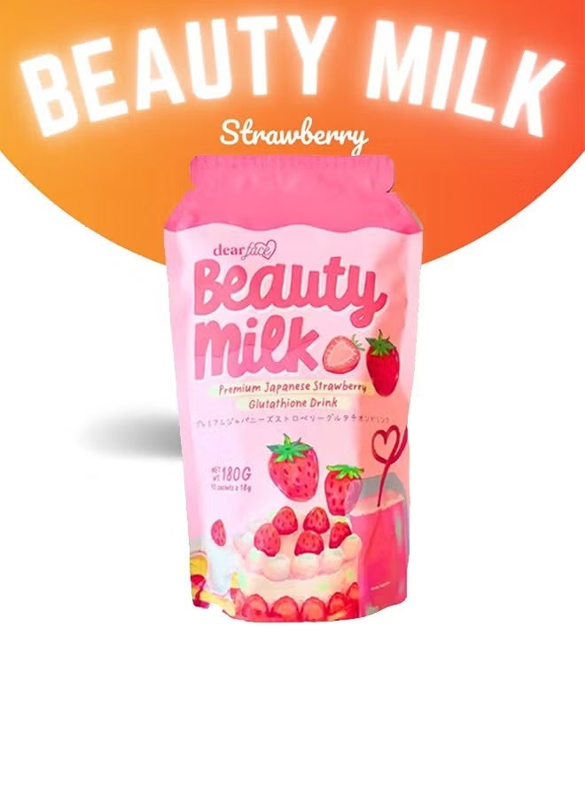 dear face ‏‏Beauty Milk Premium Japanese Strawberry Glutathione drink 180g - Image 2