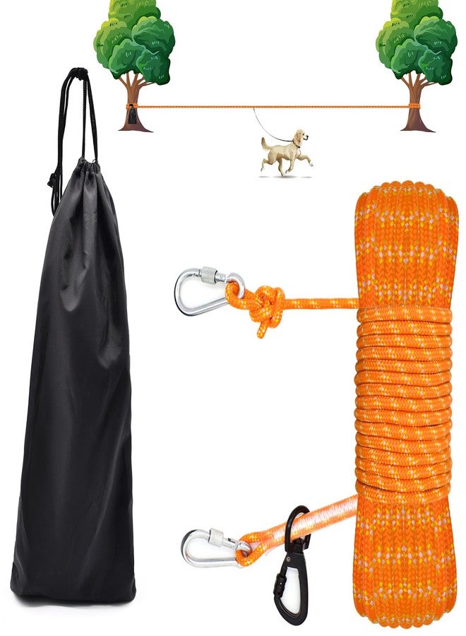 KATOLK Dog Tie Out Cable for Camping, 50ft Reflective Overhead Trolley System for Dogs up to 300lbs, Portable Dog Hitching Lead, Dogs Runner for Yard Camping Training Running Hiking Outdoor - Image 1