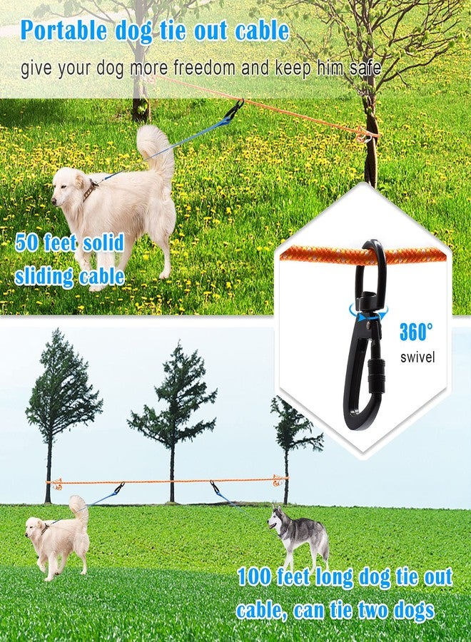KATOLK Dog Tie Out Cable for Camping, 50ft Reflective Overhead Trolley System for Dogs up to 300lbs, Portable Dog Hitching Lead, Dogs Runner for Yard Camping Training Running Hiking Outdoor - Image 5