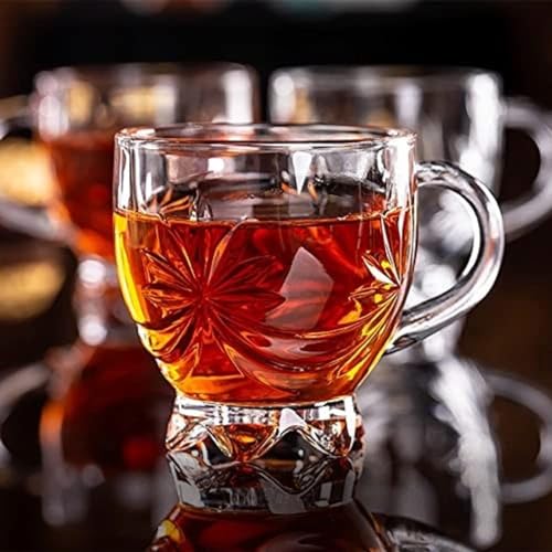 SYANKA Italian Premium Glass Coffee Mug Tea Cups Set of 6-150 ML, Transparent, Star Design Glass Cups Set for Tea, Coffee, Green Tea, Herbal Tea, Lemon Tea, Milk Cup, Hot/Cold Drinks Cups - Image 1