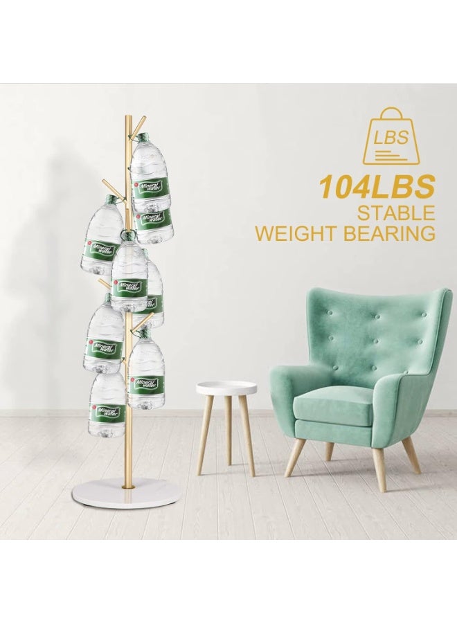 Metal Coat Rack with Natural Marble Base, Modern Coat Rack Freestanding, Sturdy Coat Tree Stand, Hall Tree for Jacket Hat Bag Entryway,Gold rod with white base - Image 2