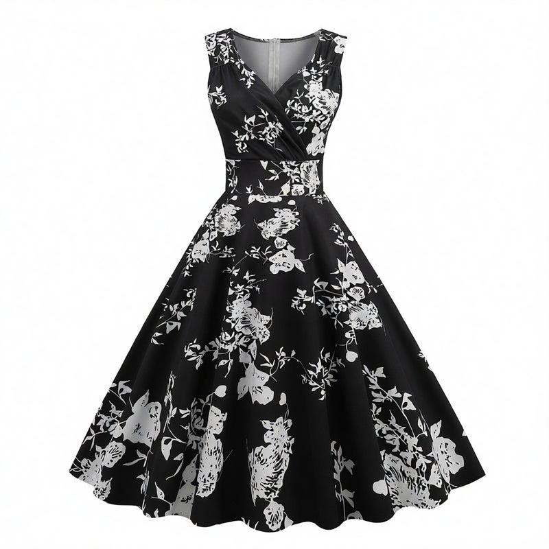 Vintage Print Stretch Sleeveless Dress - Image 5