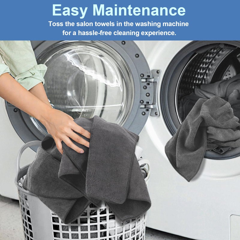 UNIMADE 24 Pack Gym Towels Set - Highly Absorbent and Quick Drying Microfiber Salon Towels, Premium Hand Cloths for Bathroom, Gym, Shower, Hotel, and Spa - 16x27 inch (Grey) - Image 5