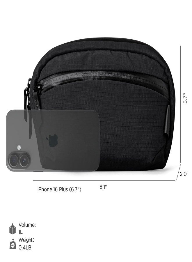ALPAKA Flight Sling Bag 1L - Small Men's Crossbody Bag with Adjustable & Detachable Shoulder Strap - Tech Organizer Travel case, Waterproof Phone holder, Compact Bag, Black Axoflux 210D - Image 5