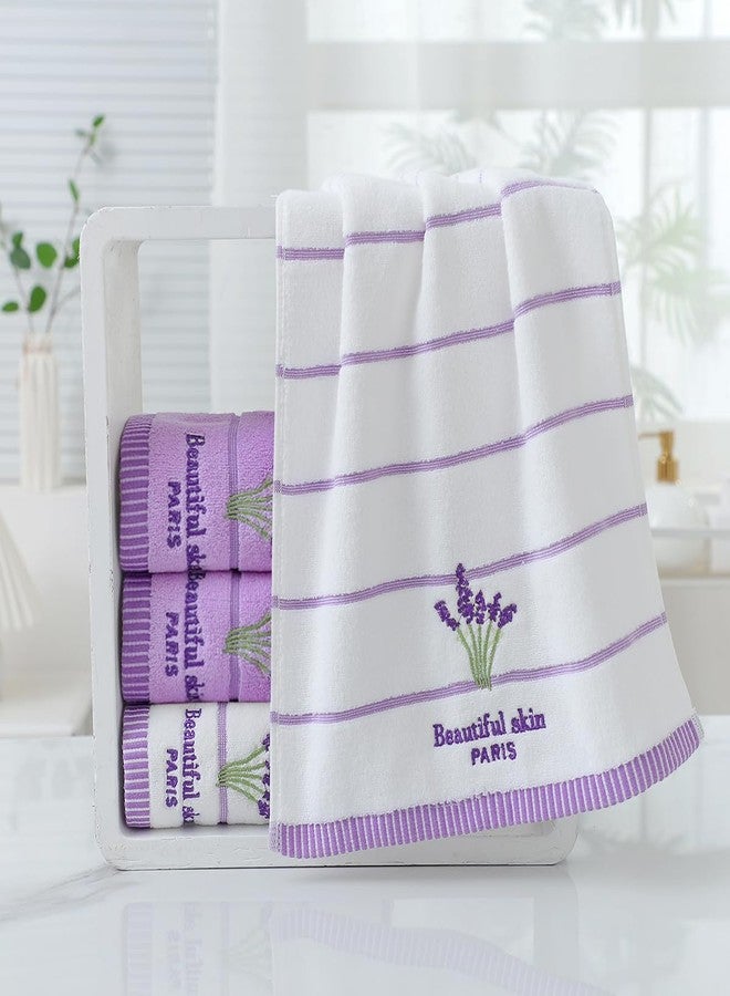 Pidada مجموعة من 4 من مناشف اليد القطنية 100% بلون اللافندر للحمام 13.8"x29.5" (أبيض وبنفسجي) - Image 2