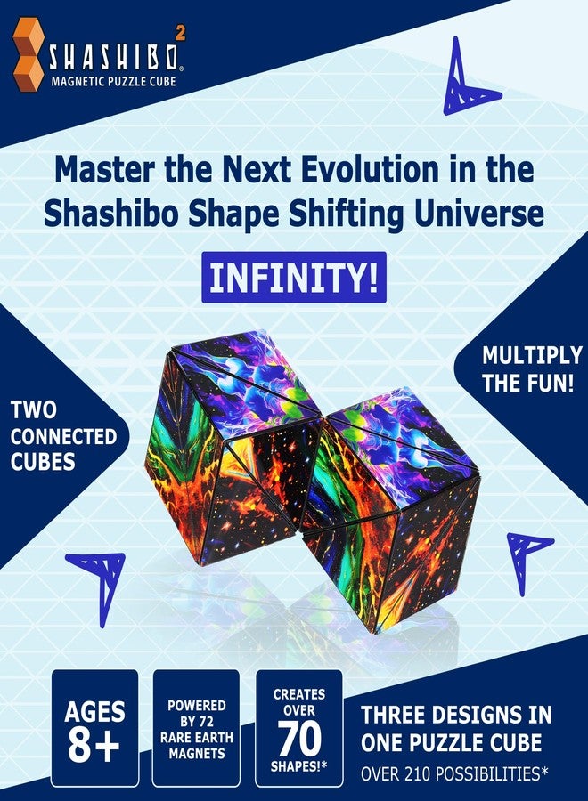 Shashibo Squared Shape Shifting Box - Next Generation XL STEM Magnetic Fidget Cube That Transforms Into Over 70 Shapes - Pairs w/All Shashibo Cubes - Download Fun in Motion Toys Mobile App (Infinity) - Image 2