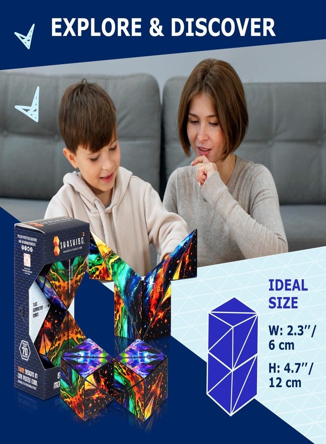 Shashibo Squared Shape Shifting Box - Next Generation XL STEM Magnetic Fidget Cube That Transforms Into Over 70 Shapes - Pairs w/All Shashibo Cubes - Download Fun in Motion Toys Mobile App (Infinity) - Image 5