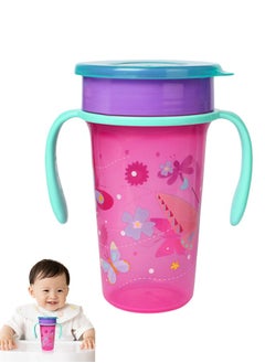 Generic Baby 360° Trainer Cup with Lid, Spill Proof and Leak Proof Cup with Handle for Infant, Water Bottle for Boys and Girls Learning Cups, Portable Baby Drinking Cup, Easy to Clean, 300ml  - Image 1