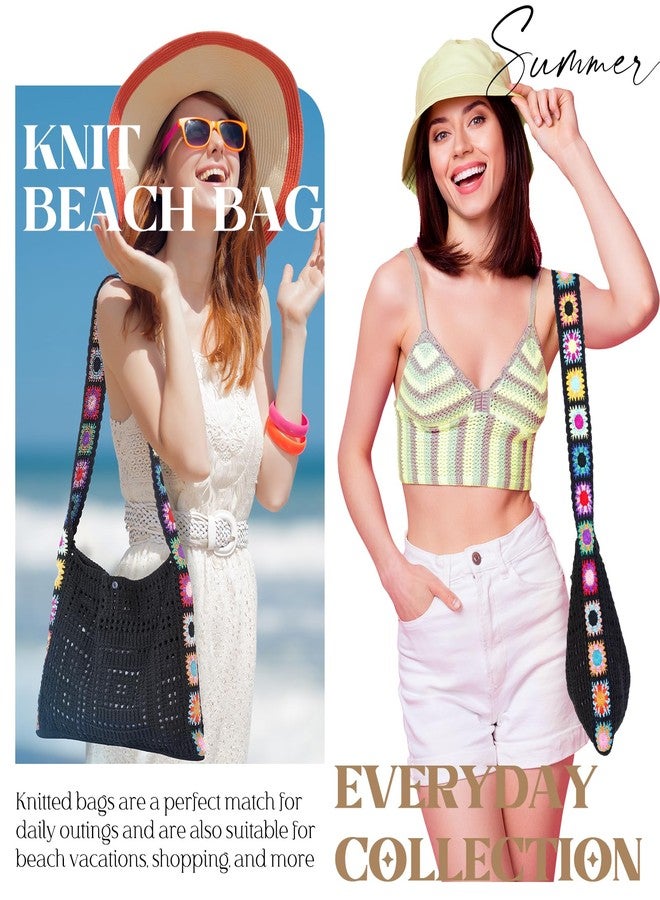Babelshar Crochet Beach Tote Bag Summer Vacation Hobo Tote Knit Bags for Women Mesh Woven Travel Crochet Purse Aesthetic Bag - Image 5