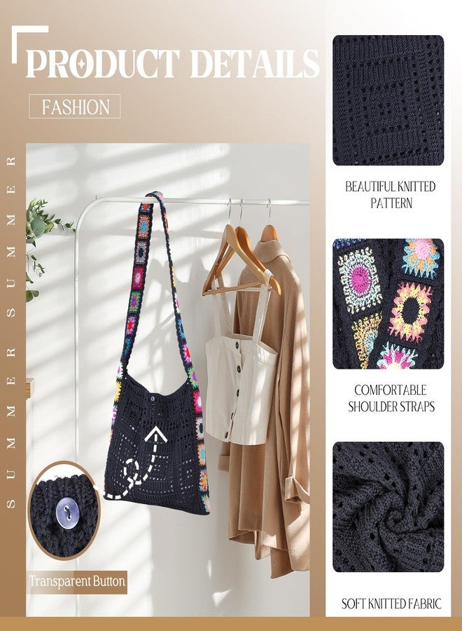 Babelshar Crochet Beach Tote Bag Summer Vacation Hobo Tote Knit Bags for Women Mesh Woven Travel Crochet Purse Aesthetic Bag - Image 3