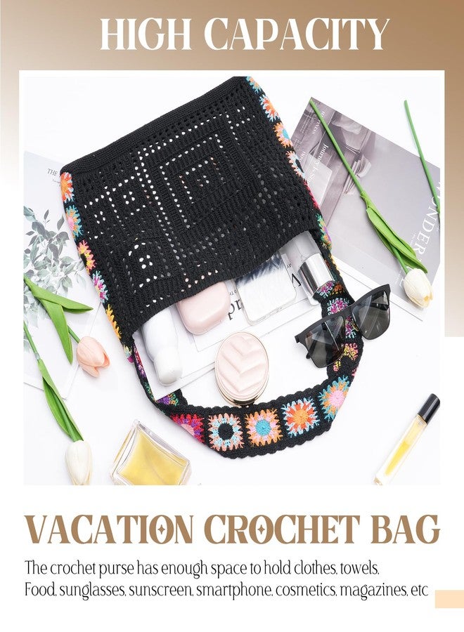 Babelshar Crochet Beach Tote Bag Summer Vacation Hobo Tote Knit Bags for Women Mesh Woven Travel Crochet Purse Aesthetic Bag - Image 4
