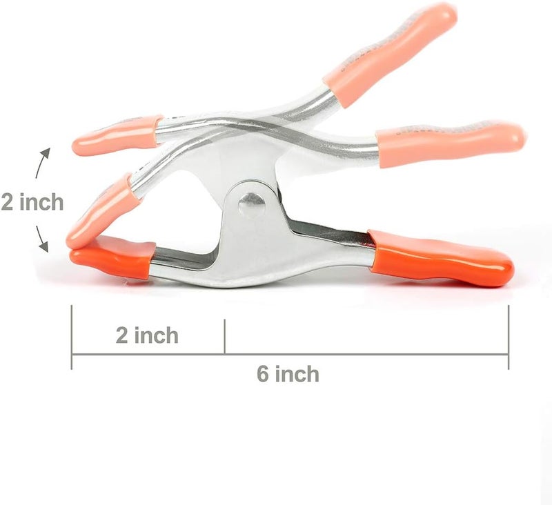 Pony 6-inch Heavy Duty Spring Clamps Set, 2-inch Jaw Opening, Nickel-plated Steel Spring Clips Clamps with Protected Rubber Handles and Tips, 6-Pack - Image 3