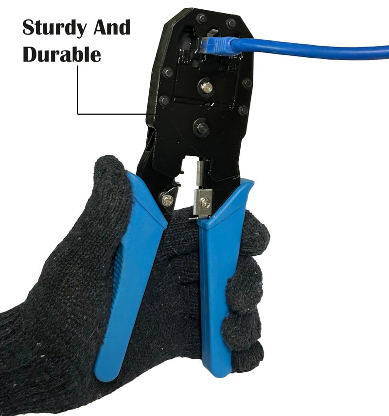 Inditrust RJ45 Crimping Tool Kit – Network Cable Crimper with 50pcs Connectors, LAN Cable Tester, Cable Cutter & Battery – Cat5/Cat5e - Image 4