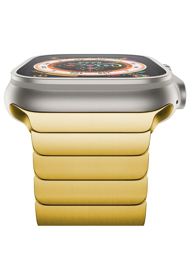 NewWays - Metal Band Compatible with Apple Watch Band Series 8 Series 7 45mm 44mm 42mm Ultra 49mm, iWatch Ultra SE Series8 7 6 5 4 3 2 1 Stainless Steel Link Bands, Gold - Image 1