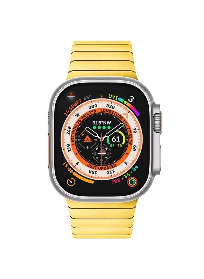 NewWays - Metal Band Compatible with Apple Watch Band Series 8 Series 7 45mm 44mm 42mm Ultra 49mm, iWatch Ultra SE Series8 7 6 5 4 3 2 1 Stainless Steel Link Bands, Gold - Image 1