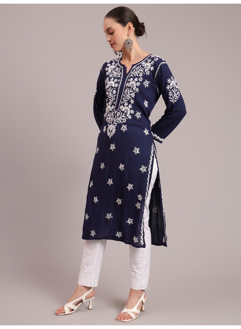 Alaya Hand Embroidered Chikankari Modal Kurta-AL4059 - Image 4