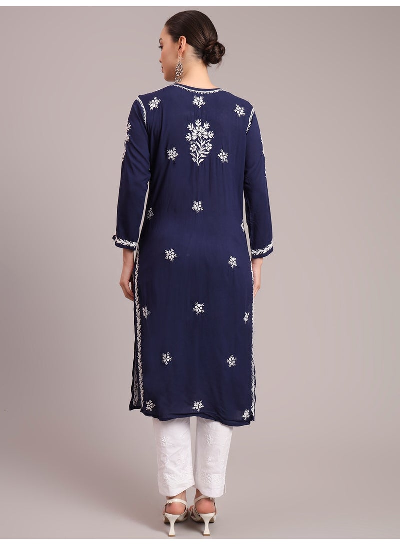Alaya Hand Embroidered Chikankari Modal Kurta-AL4059 - Image 3