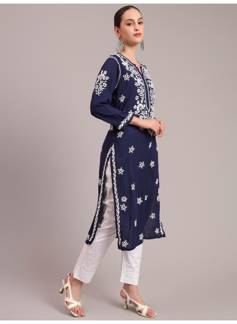 Alaya Hand Embroidered Chikankari Modal Kurta-AL4059 - Image 5