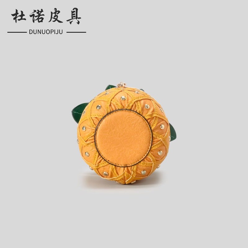 Cute Pineapple-Shaped One-Shoulder Crossbody Bag Rivet Leather Handbag Trendy Creative Unique Round Bucket Women'S Bag - Image 5