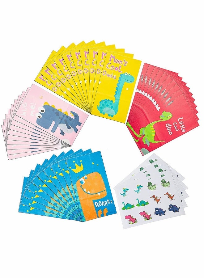 Dinosaur Party Favor Bags with Stickers for Kids Birthday Celebration Supplies Pack of 40 and 60 Stickers - Image 1