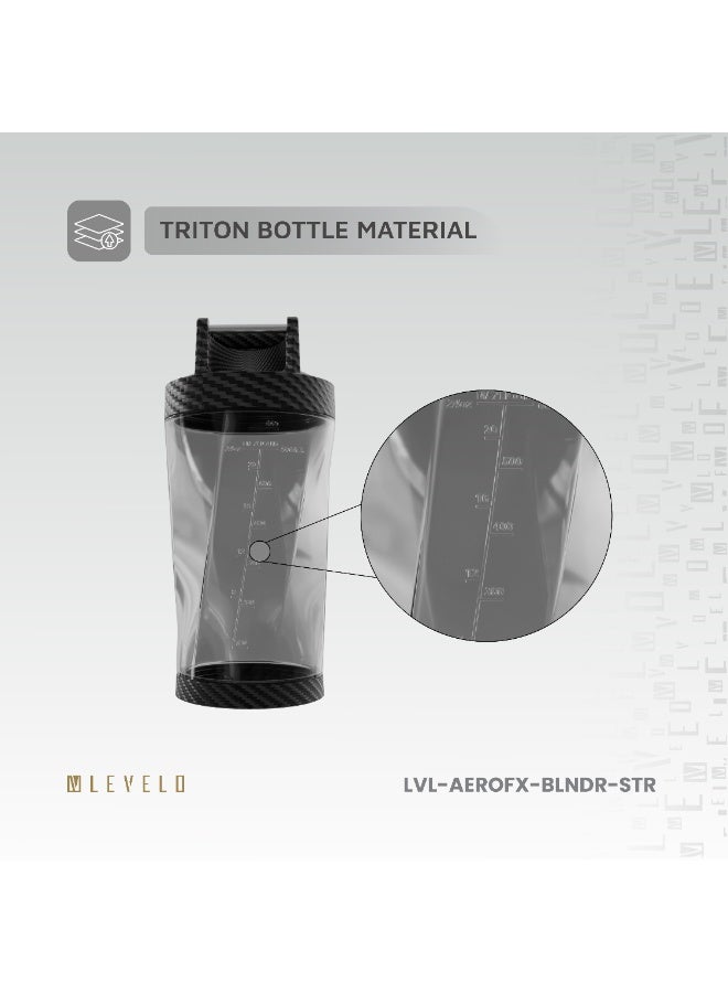 LEVELO Portable Carbon Fiber Blender Aeroflex with 700ml Capacity & 6000 mAh Rechargeable Battery / Leak Proof & Odor Free / Compact & Travel Friendly / BPA Free / Auto Shut Off - Smoky Transparent - Image 4