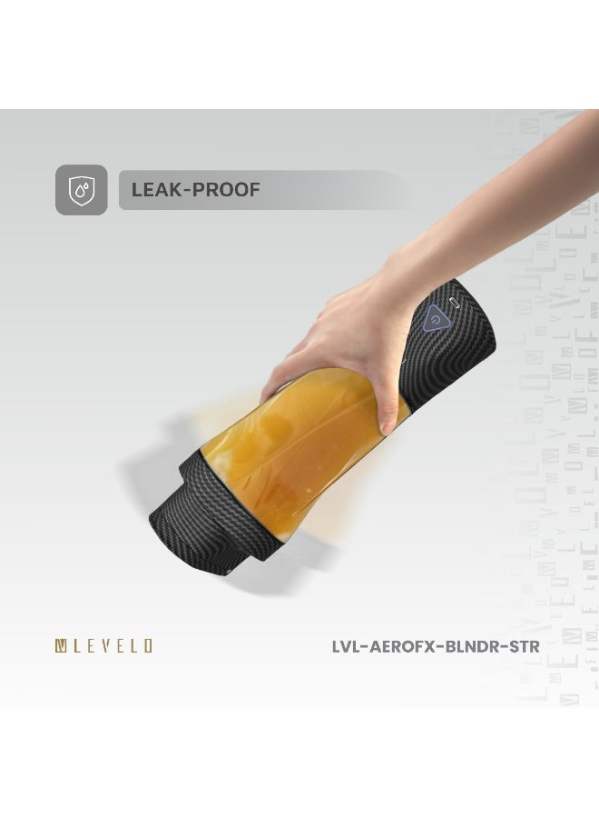 LEVELO Portable Carbon Fiber Blender Aeroflex with 700ml Capacity & 6000 mAh Rechargeable Battery / Leak Proof & Odor Free / Compact & Travel Friendly / BPA Free / Auto Shut Off - Smoky Transparent - Image 3