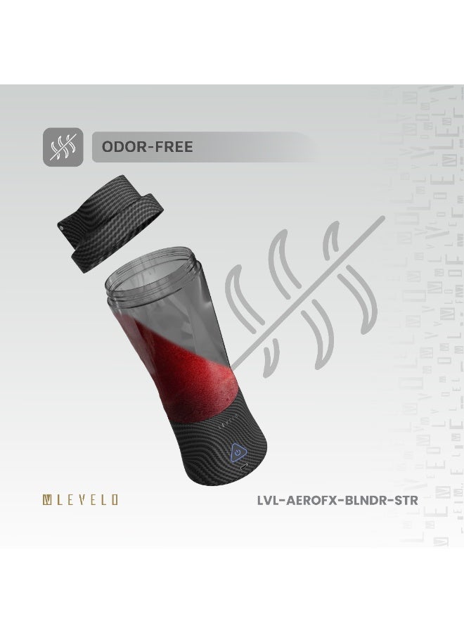 LEVELO Portable Carbon Fiber Blender Aeroflex with 700ml Capacity & 6000 mAh Rechargeable Battery / Leak Proof & Odor Free / Compact & Travel Friendly / BPA Free / Auto Shut Off - Smoky Transparent - Image 2