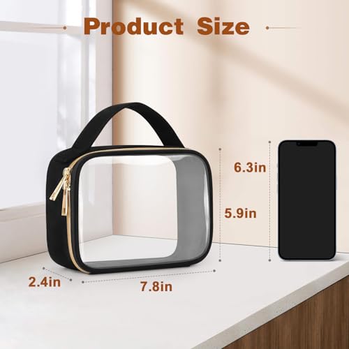 Wedama TSA Approved Toiletry Bag, 2 Pack Clear Makeup Bags with Handles, Quart Size Clear Toiletry Bags, PVC Cosmetic Bags for Women and Men, Carry on Airport Airline Compliant Bag, Black - Image 3