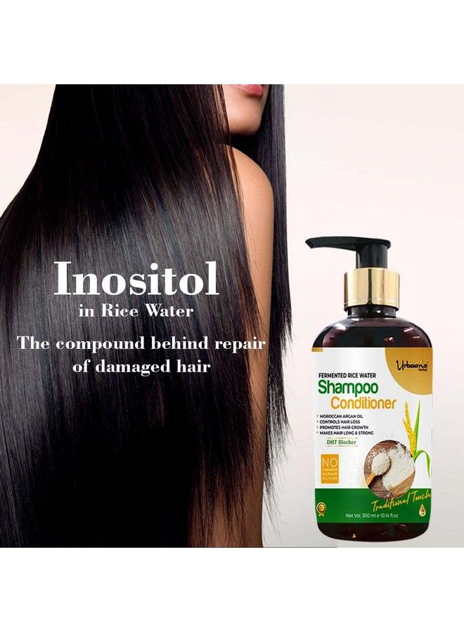 Urbaano herbal Fermented Rice Water Shampoo Hair Nourishing Volumizing & Growth Formula Free From Sulphates Mineral Oils & Paraben For All Hair Types 300Ml - Image 3
