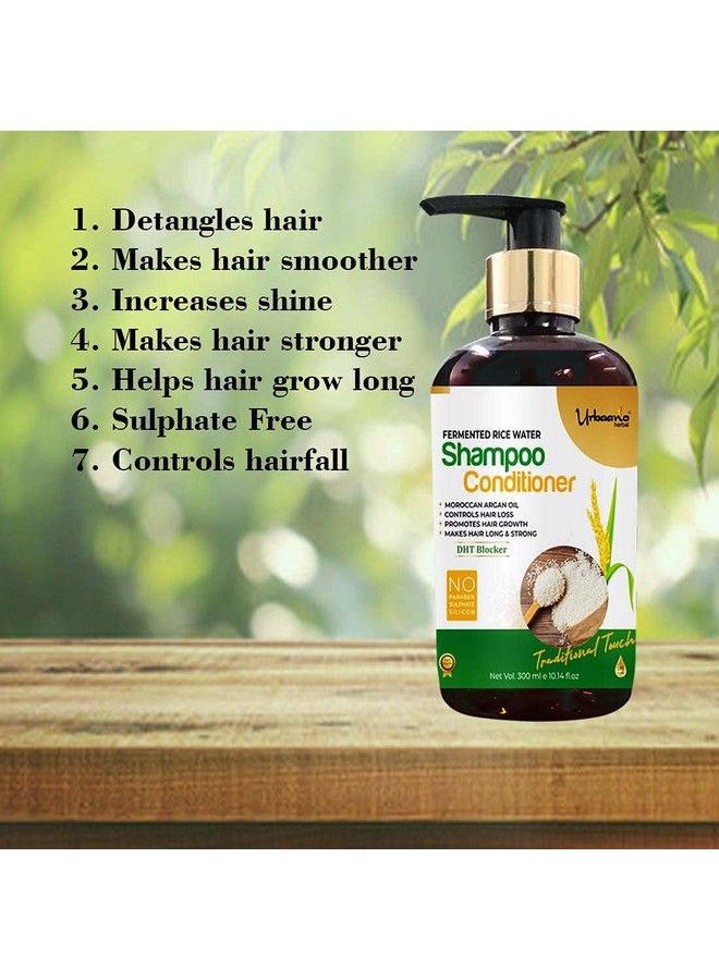 Urbaano herbal Fermented Rice Water Shampoo Hair Nourishing Volumizing & Growth Formula Free From Sulphates Mineral Oils & Paraben For All Hair Types 300Ml - Image 5
