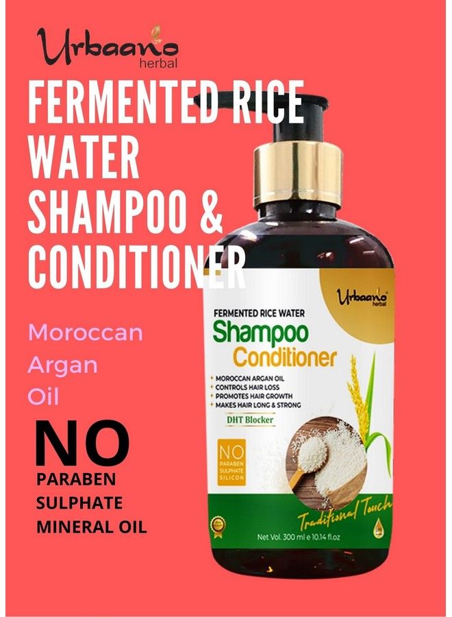 Urbaano herbal Fermented Rice Water Shampoo Hair Nourishing Volumizing & Growth Formula Free From Sulphates Mineral Oils & Paraben For All Hair Types 300Ml - Image 4