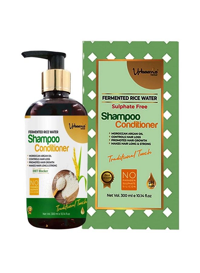 Urbaano herbal Fermented Rice Water Shampoo Hair Nourishing Volumizing & Growth Formula Free From Sulphates Mineral Oils & Paraben For All Hair Types 300Ml - Image 2