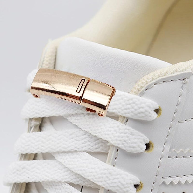 Rose Gold Metal Shoelace Buckle Lock Easy Tie Free Fastener Durable Closure Accessory - Image 3