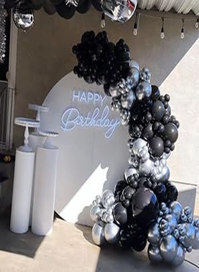 YMSZ Black and Silver Balloons Arch Garland Kit, 134pcs Metallic Chrome Silver and Black Balloons with Different Size for Birthday, Graduation, Baby Shower, Disco New Years Party Party Decoration… - Image 5