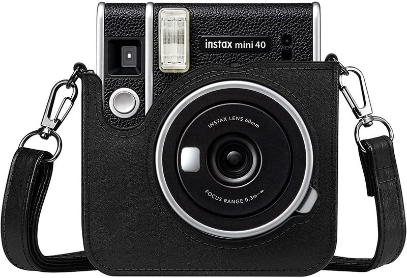 eWINNER PU Leather Camera Case Compatible with Fujifilm Instax Mini 40 Instant Film Camera w/Adjustable Shoulder Strap Bag Protective Cover (for Instax Mini 40, Black) - Image 2
