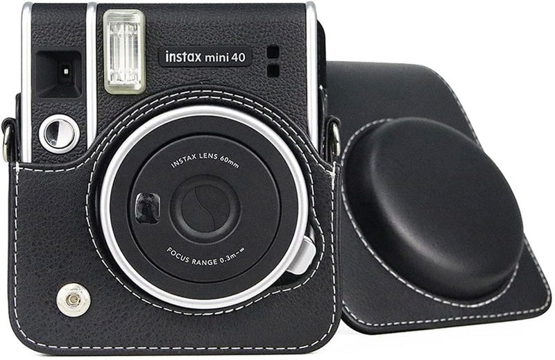 eWINNER PU Leather Camera Case Compatible with Fujifilm Instax Mini 40 Instant Film Camera w/Adjustable Shoulder Strap Bag Protective Cover (for Instax Mini 40, Black) - Image 3