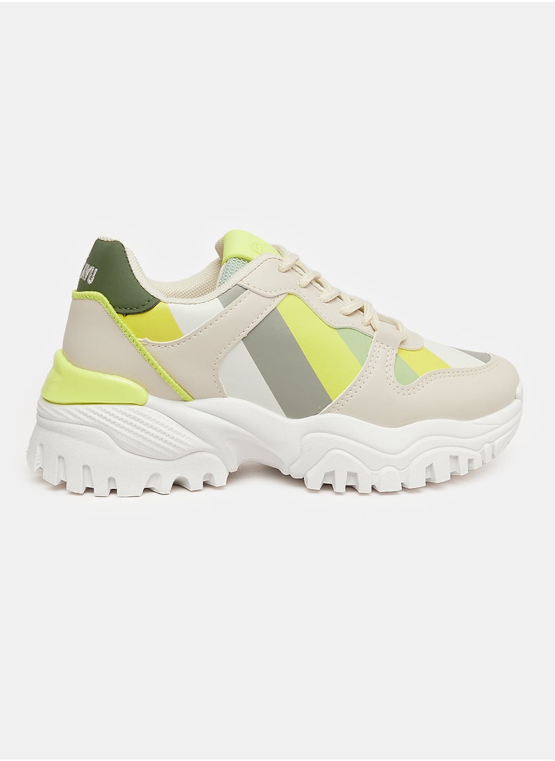 DejaVu - Striped Pattern Platform Sneakers - Image 1