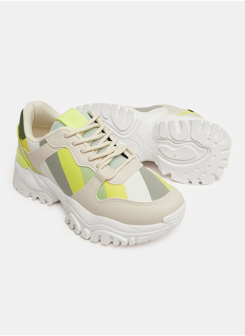 DejaVu - Striped Pattern Platform Sneakers - Image 1