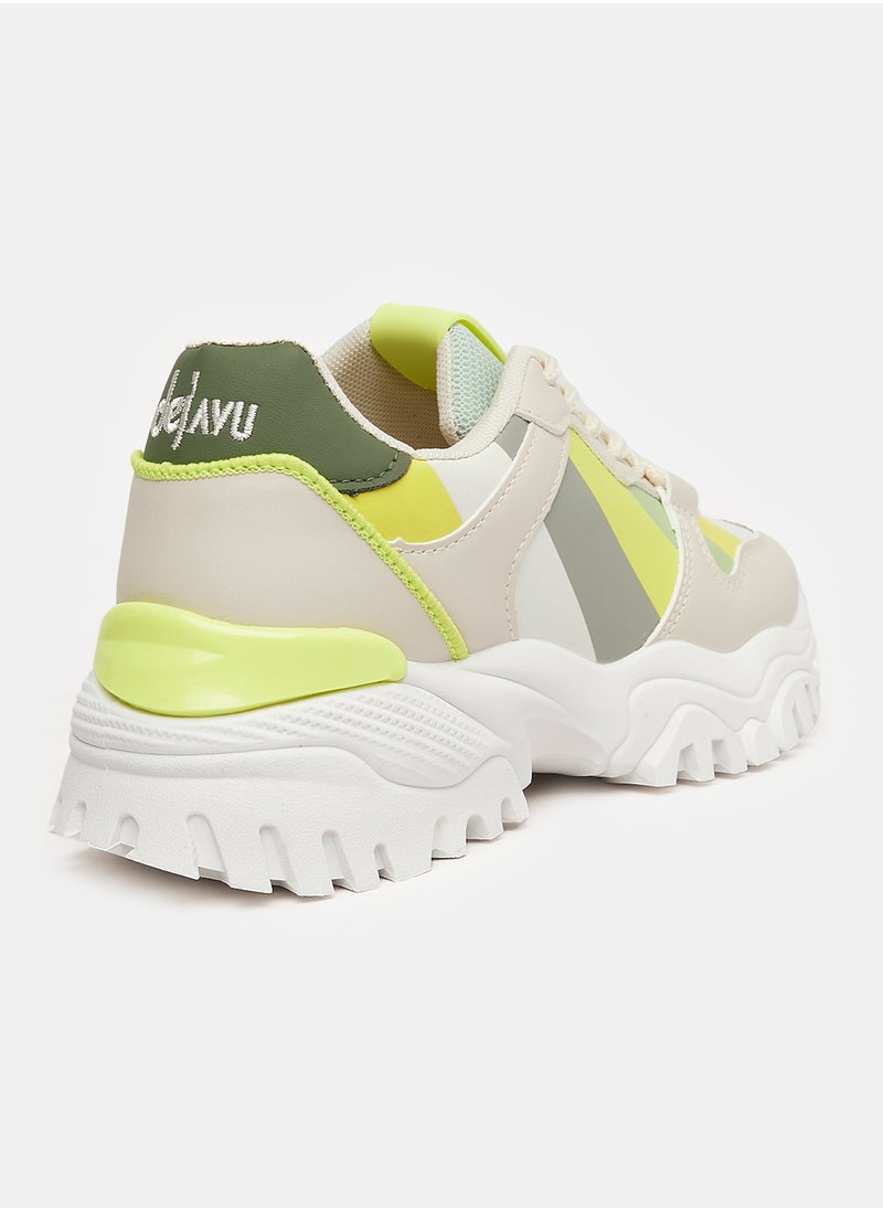 DejaVu - Striped Pattern Platform Sneakers - Image 1