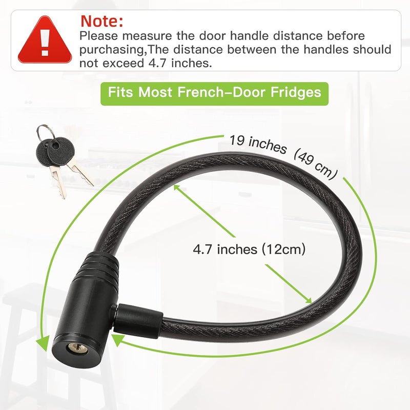 Rofio Fridge Lock, Childproof Refrigerator Lock with Keys for French Door Fridge and Cabinet - Image 2