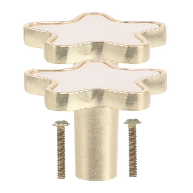 White Metal Star Shaped Cabinet Handles 2pcs Single Hole Pulls for Wardrobes Closets Doors - Image 2