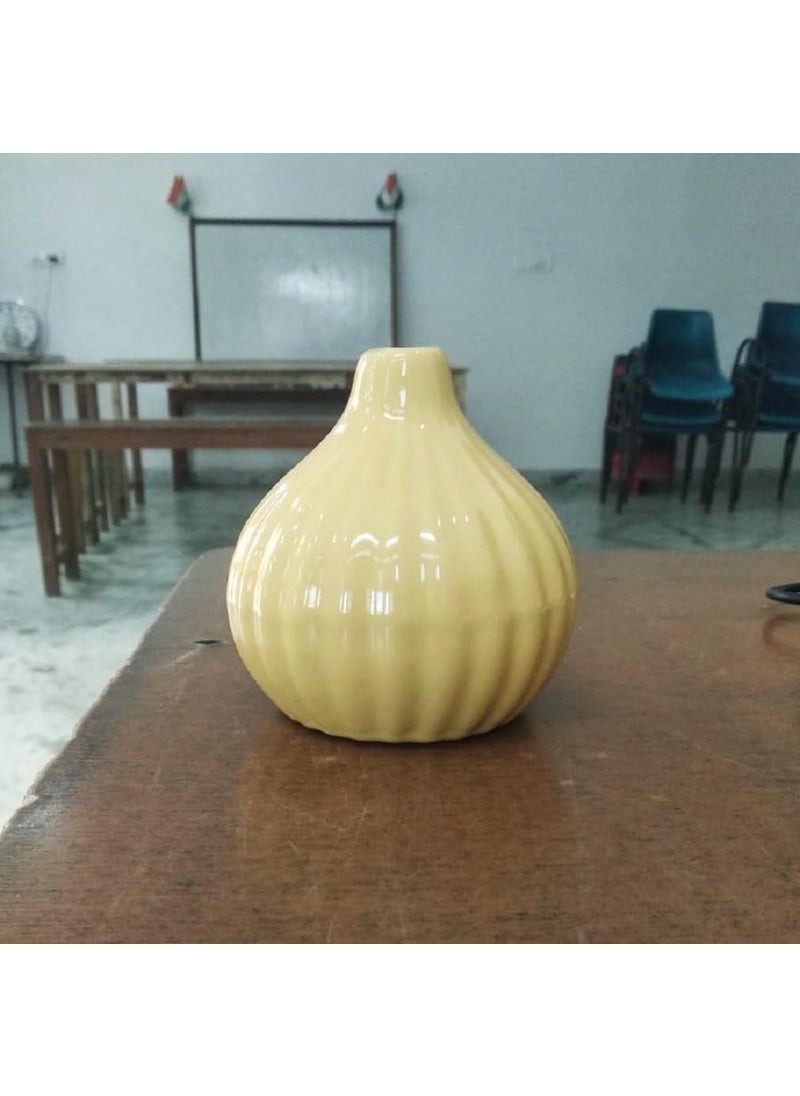 Mkd2 Rise Mkd2 Rise Ceramic Reed Diffuser PotFlower Pot Set of 2 Black Light Yellow Garlic Type for Home Fragrance  - Image 3
