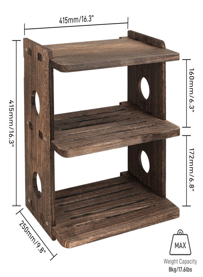 BEARUT Wood Floating Shelves Wall Mount Projector Shelf Rack Router Shelf Holder TV Stand PlayStation Modem Cable Box Cover for Xbox DVD Players Games Consoles TV Accessories Three Layer - Image 2