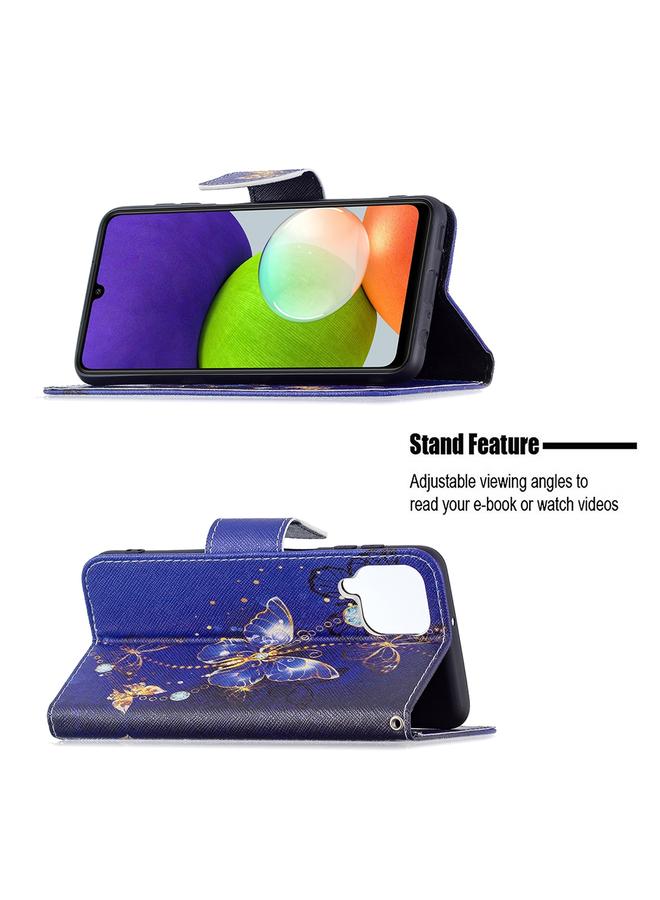 اس-توب جراب لهاتف Samsung Galaxy A22 4G بنمط رسم ملون، جراب هاتف جلدي قلاب أفقي مع حامل وفتحات للبطاقات ومحفظة - Image 5