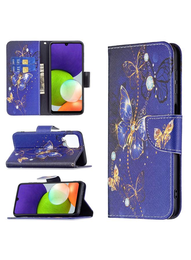 اس-توب جراب لهاتف Samsung Galaxy A22 4G بنمط رسم ملون، جراب هاتف جلدي قلاب أفقي مع حامل وفتحات للبطاقات ومحفظة - Image 1