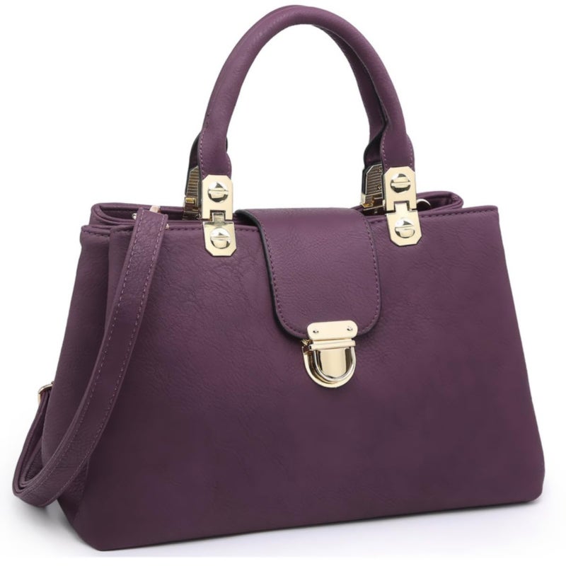 Dasein Women Satchel Handbags Top Handle Purse Medium Tote Bag Vegan Leather Shoulder Bag Purple - Image 5