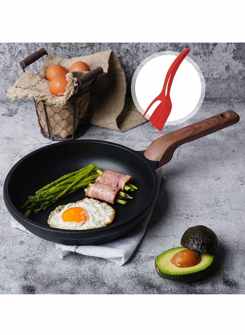 واي آند دي Kitchen Tongs Plastic,Barbecue Long 2 in 1 Non-Stick Non Slip Egg Steak Spatula Heat Resistant Safe Durable Cooking for Food Grip and Flip (Red,Black) Pcs - Image 4