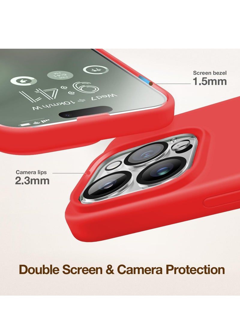 Houmt - iPhone 15 Pro Case Silicone with 1X Camera Protector+ 1X Screen Protector Compatible with iPhone 15 Pro Cover Liquid Soft Silicone Inside Microfiber Lining Slim Thin Protective Case Cover - Image 1