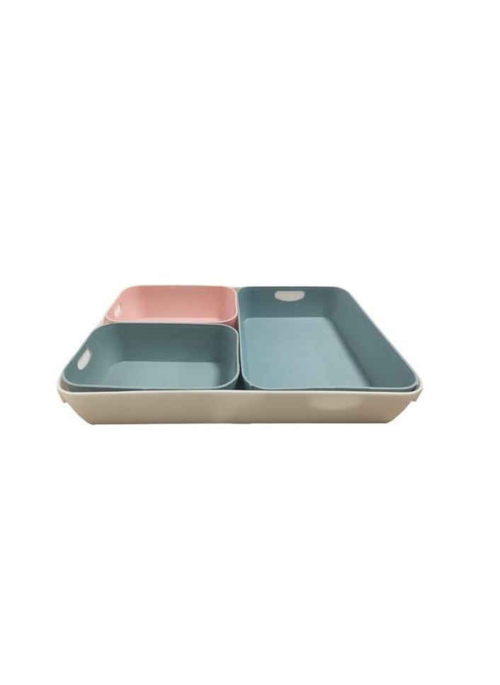 Set of 4 Storage Boxes, Cupboard Organiser in Different Sizes, Storage Box for Drawer and Shelf (4 Colours, 4 Pieces) (Multi color)