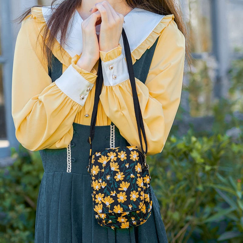 SILKAREA Cell Phone Purse Chamomile Flowers Embroidered Small Crossbody Bags for Women Handbag Shoulder Bag Wristlet Wallet - Image 2